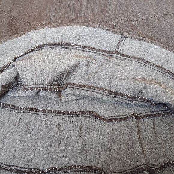 Unique find Mocha brown tired boho  denim jean maxi skirt size 6 - Picture 9 of 9